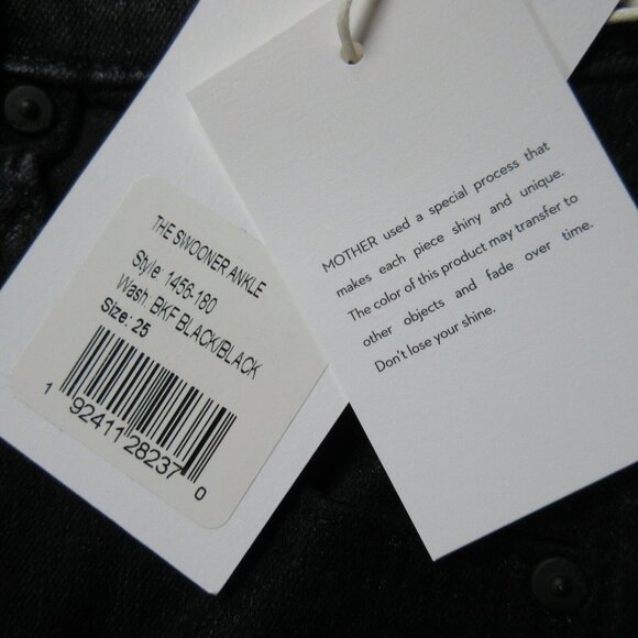 NWT Mother Swooner Ankle in Wet Paint Black Coated Stretch Skinny Jeans 25 - Picture 6 of 9